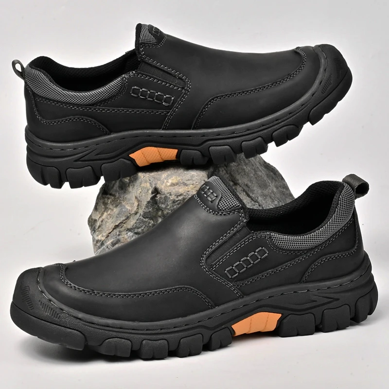 Autumn Spring Men Outdoor Leather Hiking Shoes Trekking Sneakers Camping Hike Tracking Treking Mountain Climbing