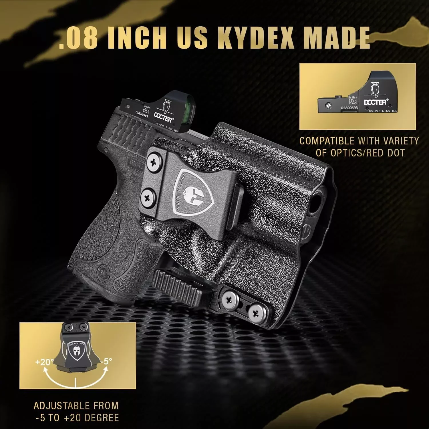 Fit Smith & Wesson M&P Shield/Shield plus 9mm /.40/M2.0-3.1,IWB Kydex Holster,Claw&Optic Cut,Right Hand,Adjustable,Click Sound
