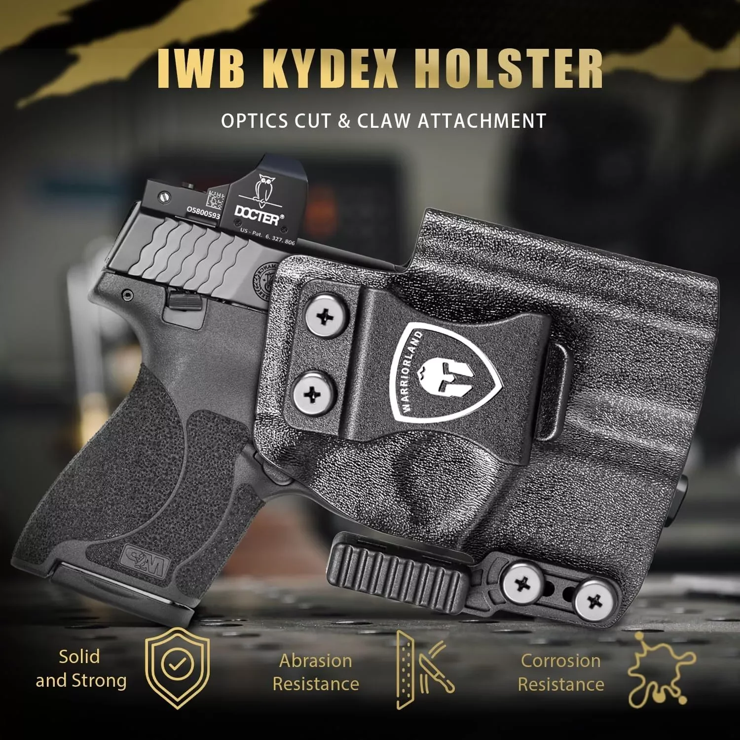 Fit Smith & Wesson M&P Shield/Shield plus 9mm /.40/M2.0-3.1,IWB Kydex Holster,Claw&Optic Cut,Right Hand,Adjustable,Click Sound