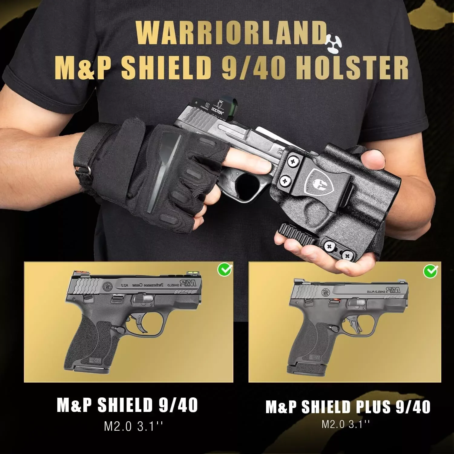 Fit Smith & Wesson M&P Shield/Shield plus 9mm /.40/M2.0-3.1,IWB Kydex Holster,Claw&Optic Cut,Right Hand,Adjustable,Click Sound