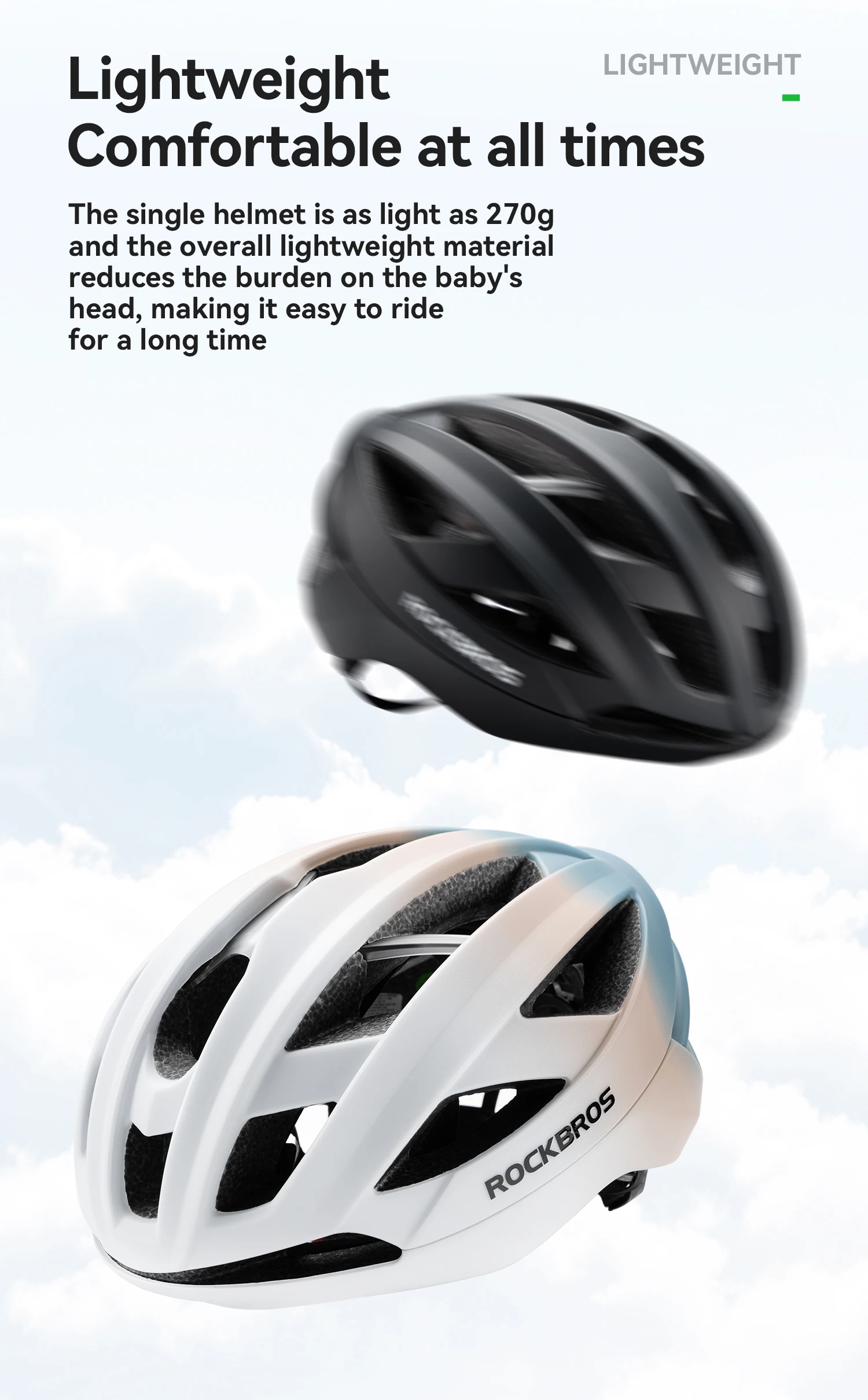 ROCKBROS Children Cycling Helmet Lightweight with Antibacterial Lining Helmet 20 Air Guide Holes Breathable Ventilated Helmet