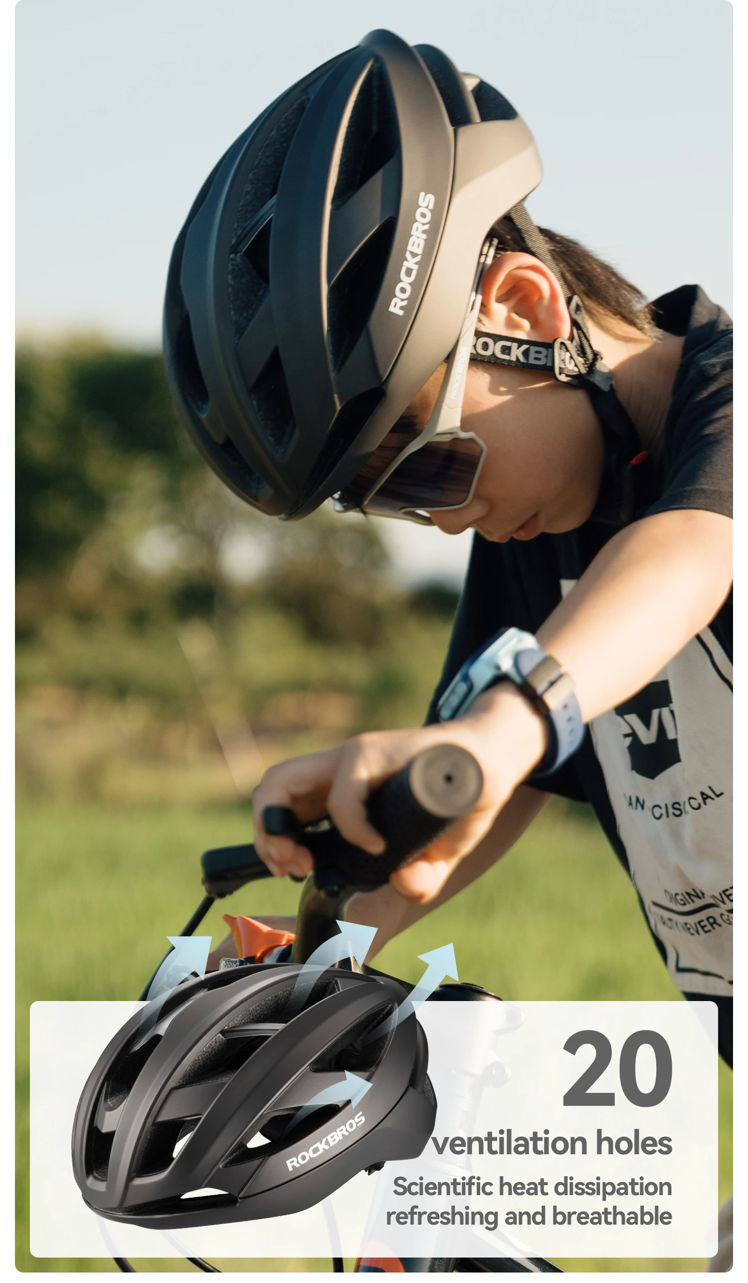 ROCKBROS Children Cycling Helmet Lightweight with Antibacterial Lining Helmet 20 Air Guide Holes Breathable Ventilated Helmet