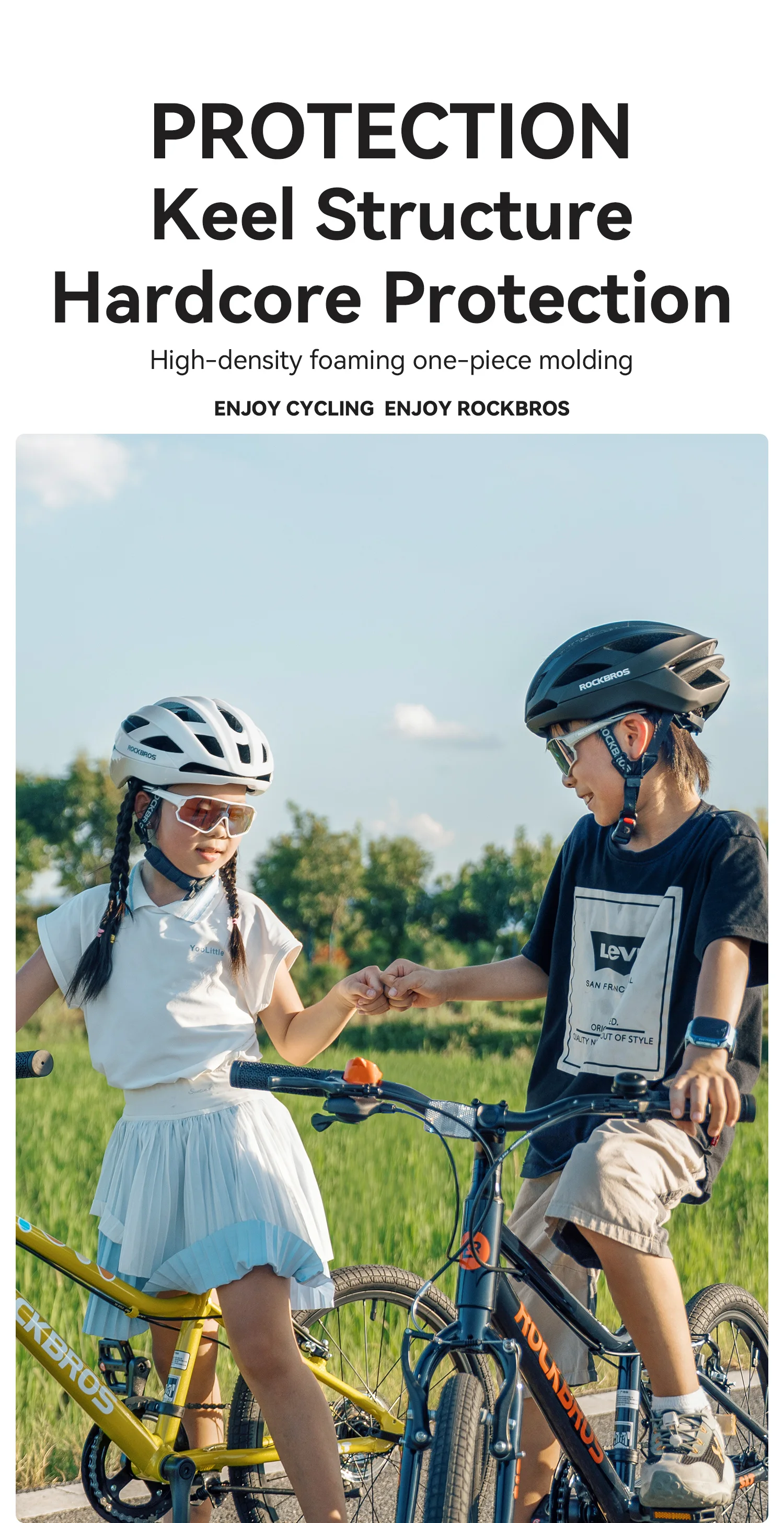 ROCKBROS Children Cycling Helmet Lightweight with Antibacterial Lining Helmet 20 Air Guide Holes Breathable Ventilated Helmet
