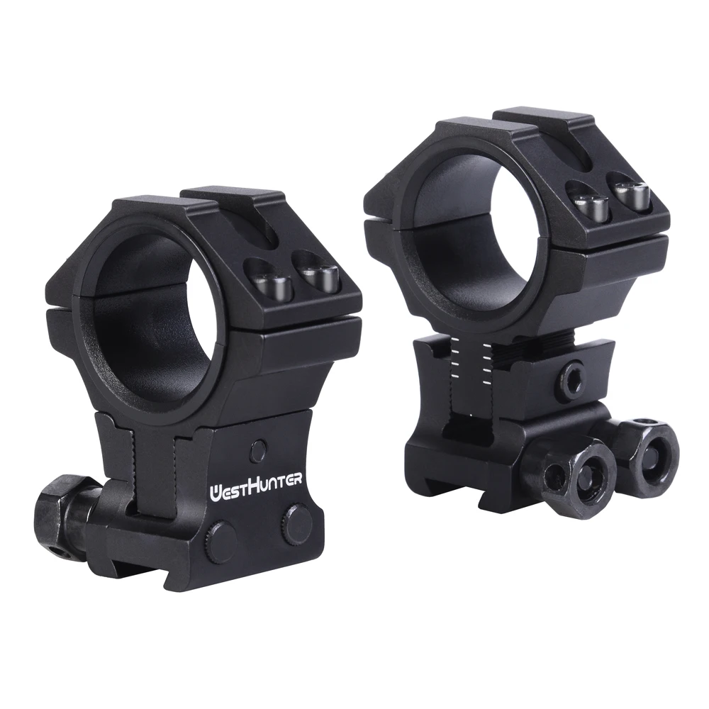 WESTHUNTER Adjustable Profile Raise Dovetail Mounts Precision 11mm Rails CNC 30mm/25.4mm High Profile Hunting Rifle Scope Rings