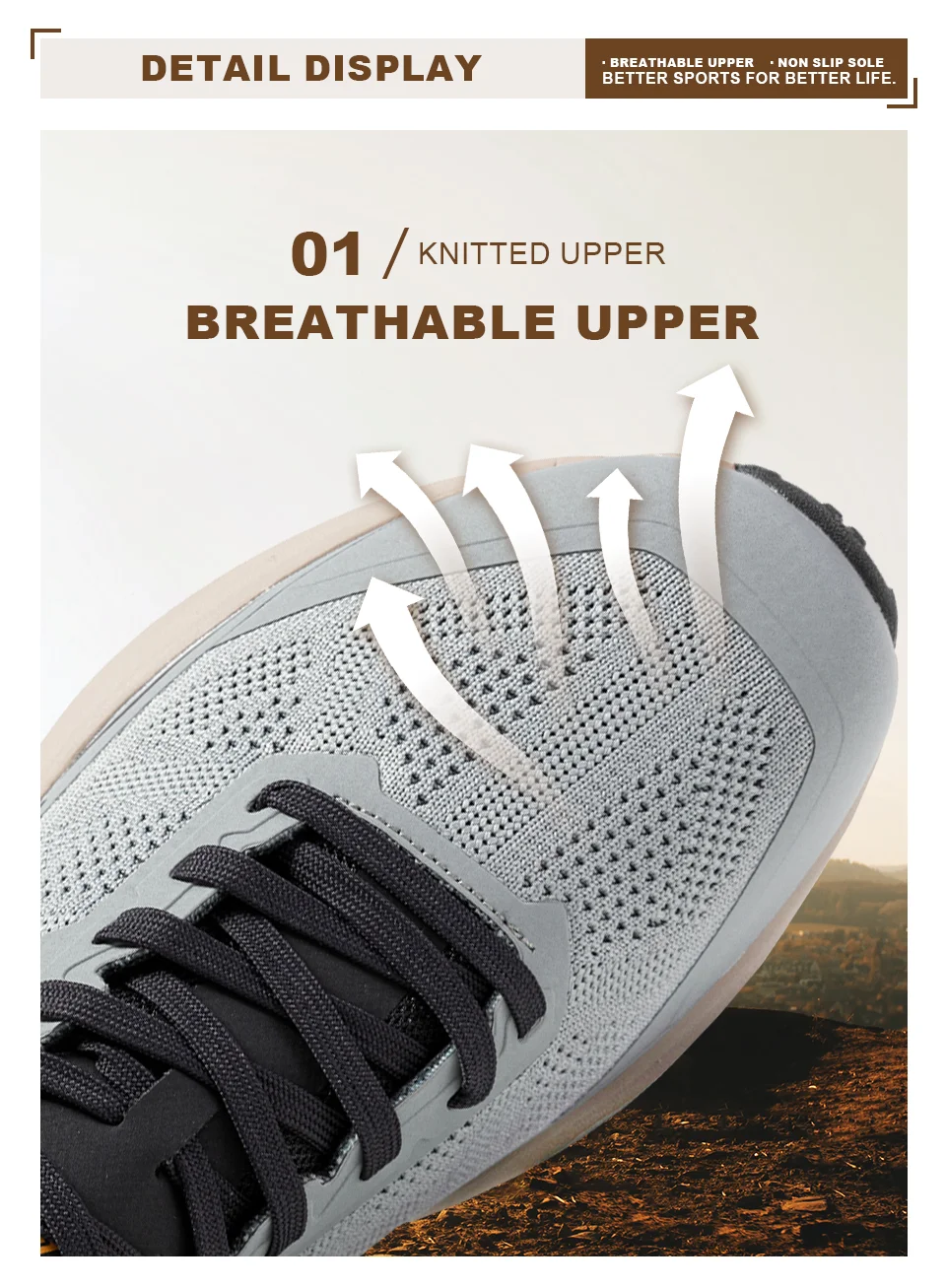 Baasploa Men Hiking Shoes Outdoor Lightweight Mesh Lace up Sneakers Male Casual Breathable Non-Slip Wear Resistant Walking Shoes