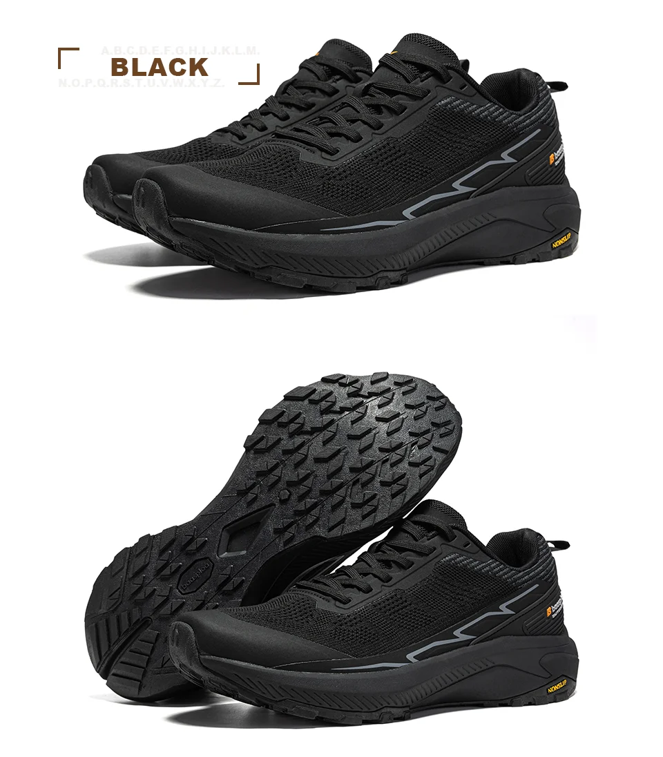Baasploa Men Hiking Shoes Outdoor Lightweight Mesh Lace up Sneakers Male Casual Breathable Non-Slip Wear Resistant Walking Shoes