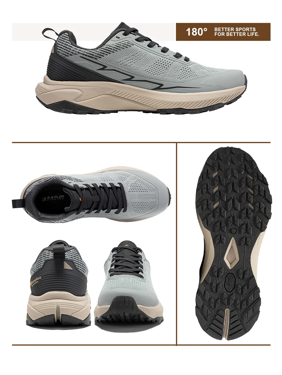Baasploa Men Hiking Shoes Outdoor Lightweight Mesh Lace up Sneakers Male Casual Breathable Non-Slip Wear Resistant Walking Shoes