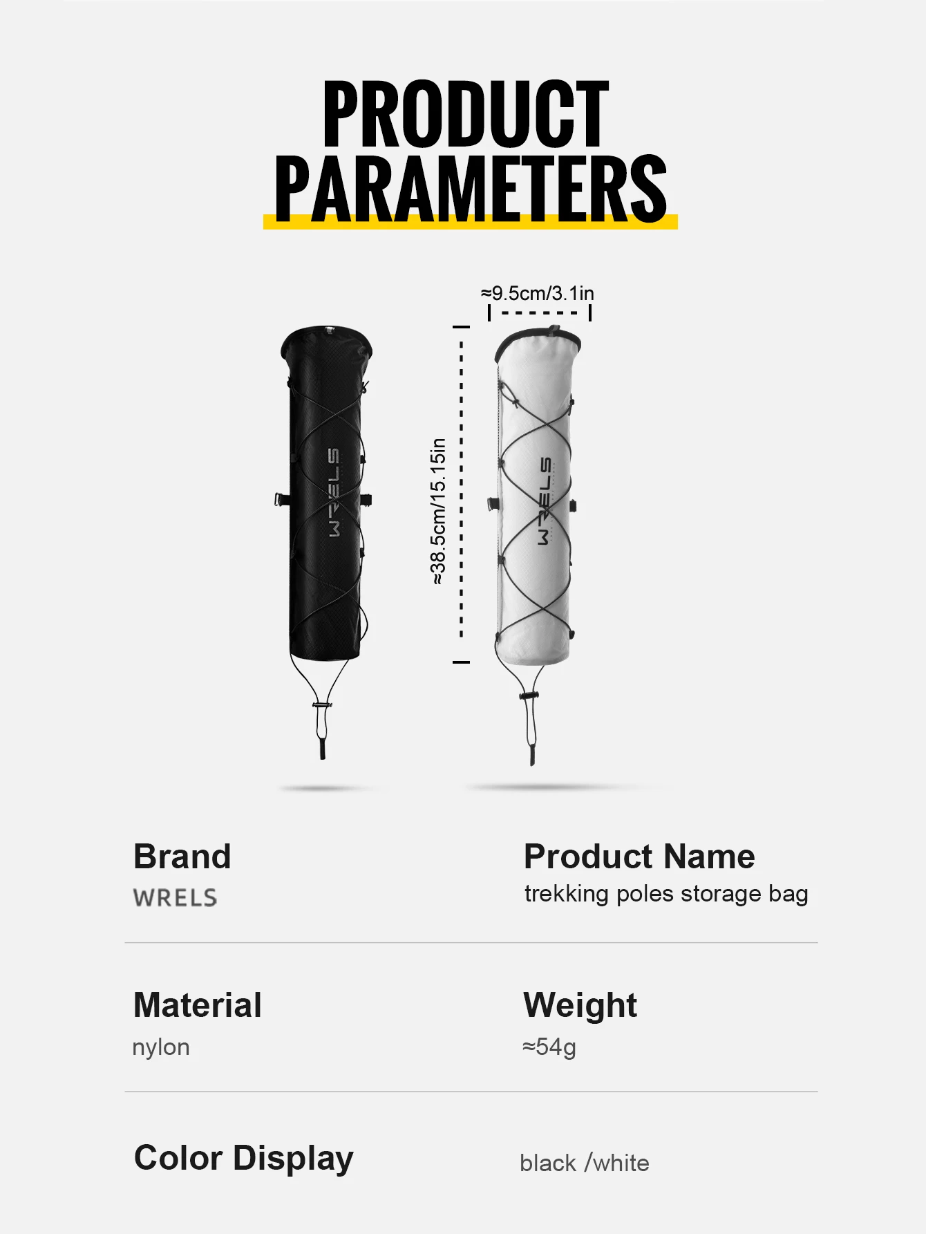 WRELS Trekking Poles Bag Hiking Poles Bag Lightweight Waterproof Portable Fish Bone Pocket Opening Tightening Buggy Bag Cane Bag
