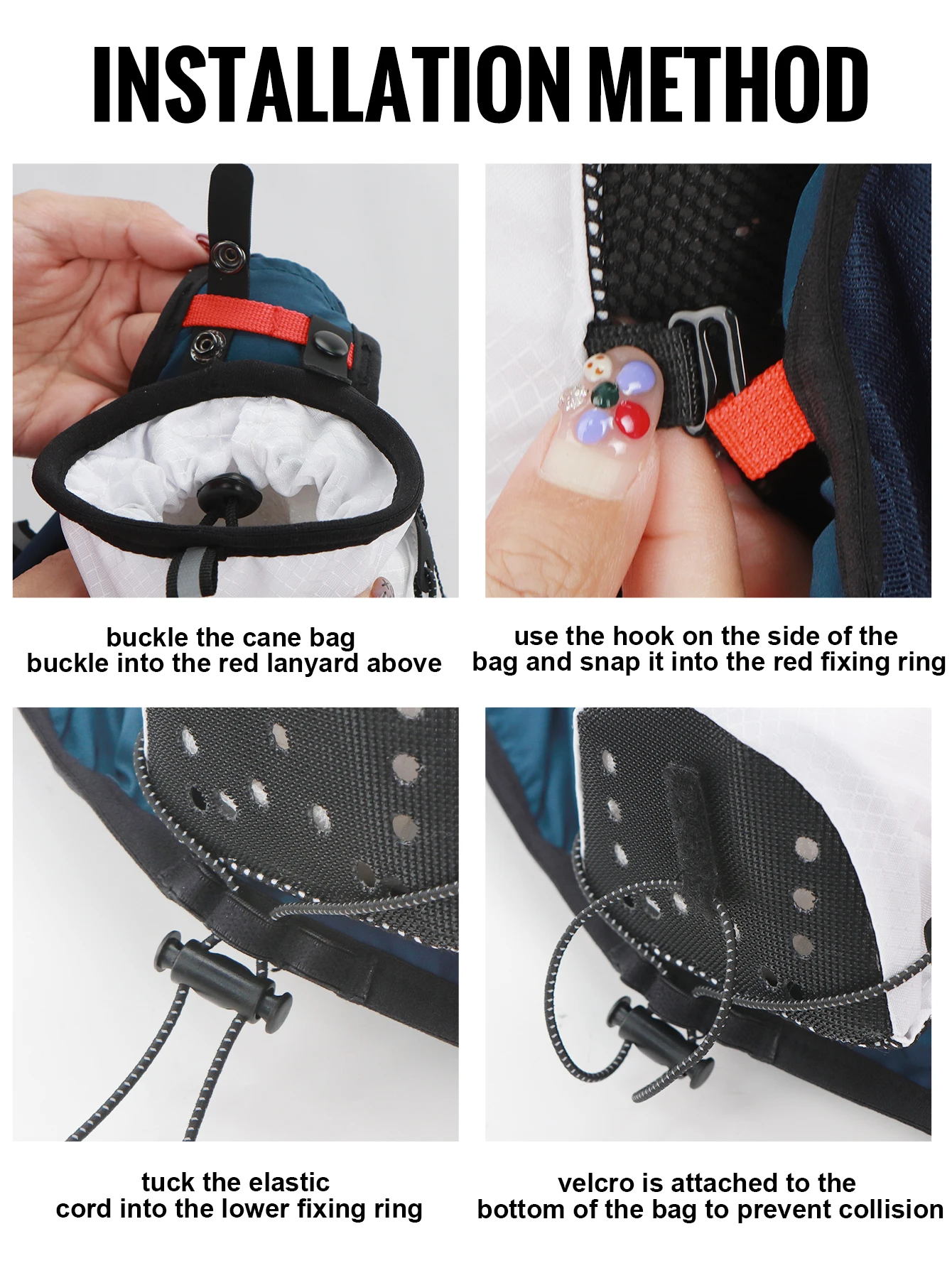 WRELS Trekking Poles Bag Hiking Poles Bag Lightweight Waterproof Portable Fish Bone Pocket Opening Tightening Buggy Bag Cane Bag
