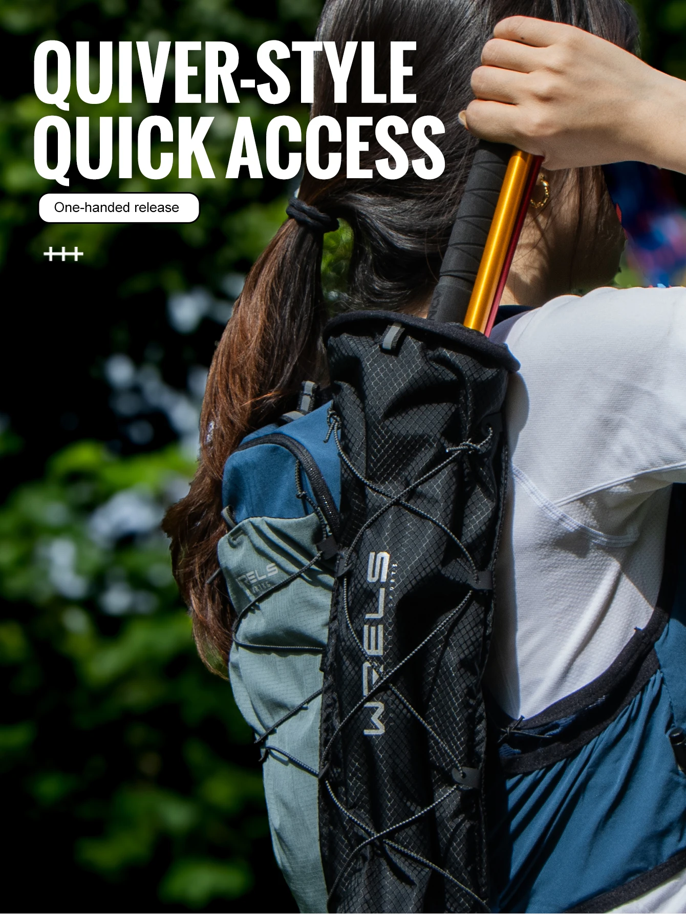 WRELS Trekking Poles Bag Hiking Poles Bag Lightweight Waterproof Portable Fish Bone Pocket Opening Tightening Buggy Bag Cane Bag