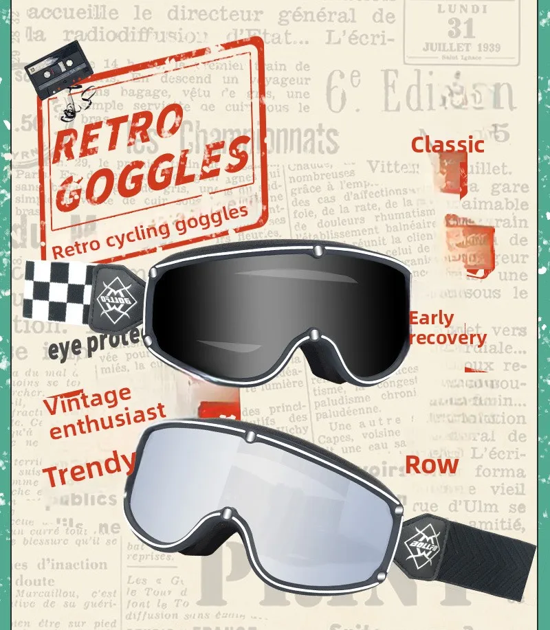 BOLLFO Retro Helmet Goggles for Motorcycle Outdoor Cycling and Skiing Glasses