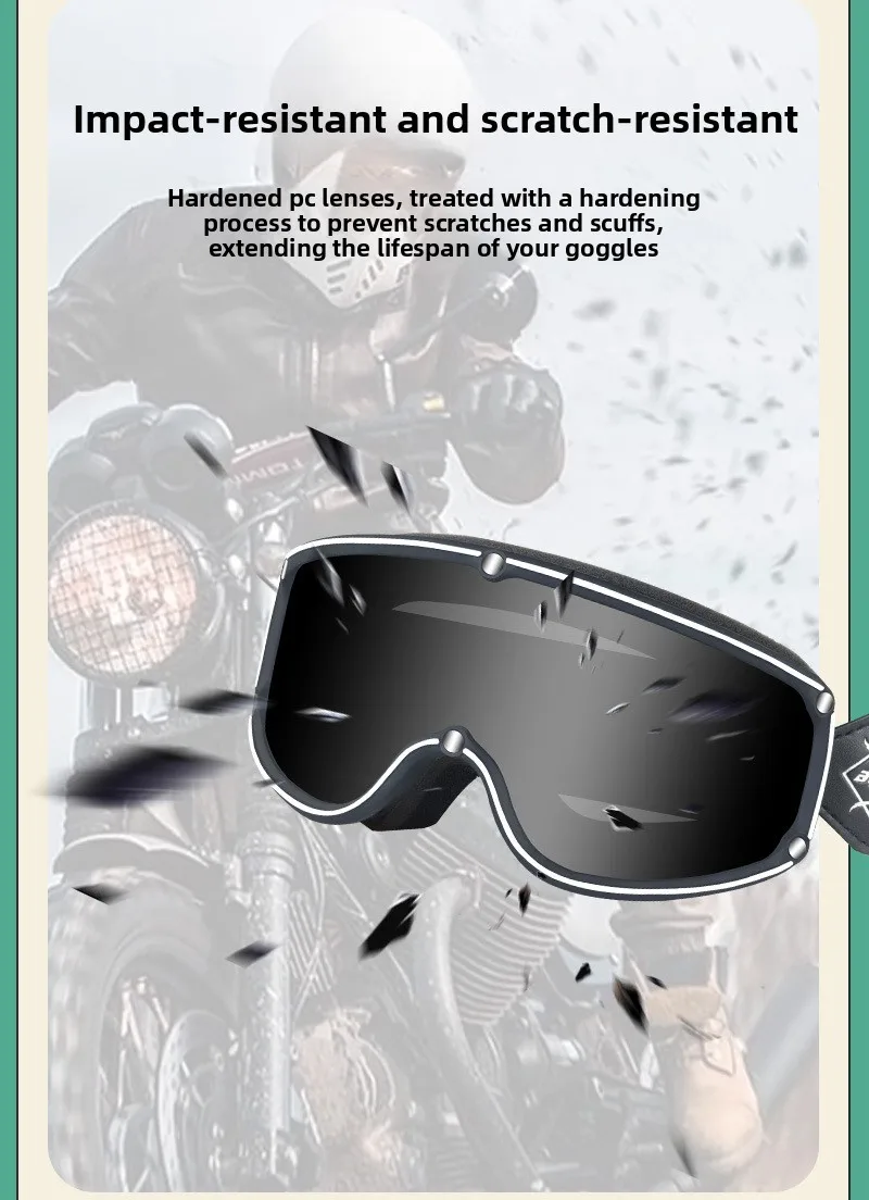 BOLLFO Retro Helmet Goggles for Motorcycle Outdoor Cycling and Skiing Glasses