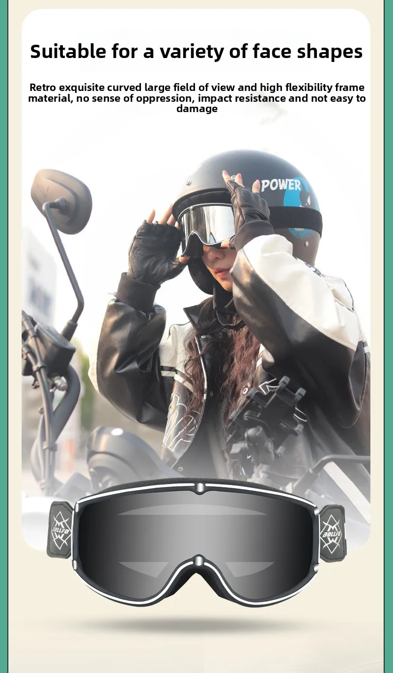 BOLLFO Retro Helmet Goggles for Motorcycle Outdoor Cycling and Skiing Glasses