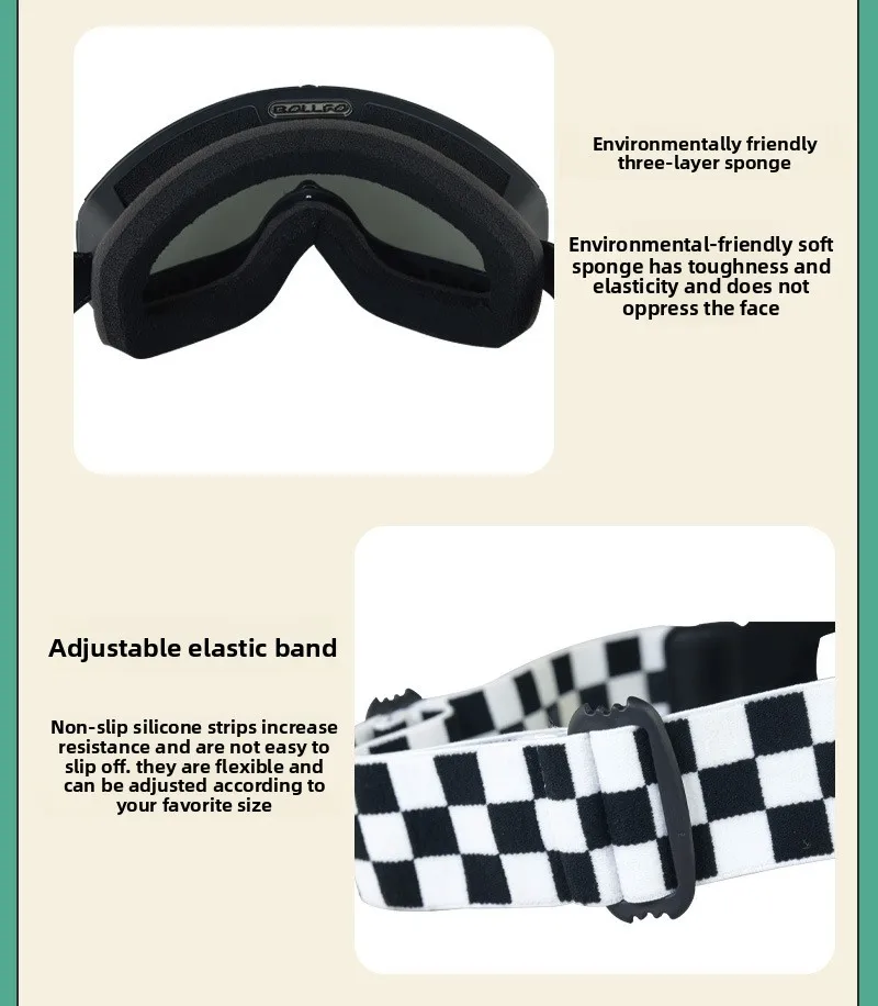 BOLLFO Retro Helmet Goggles for Motorcycle Outdoor Cycling and Skiing Glasses