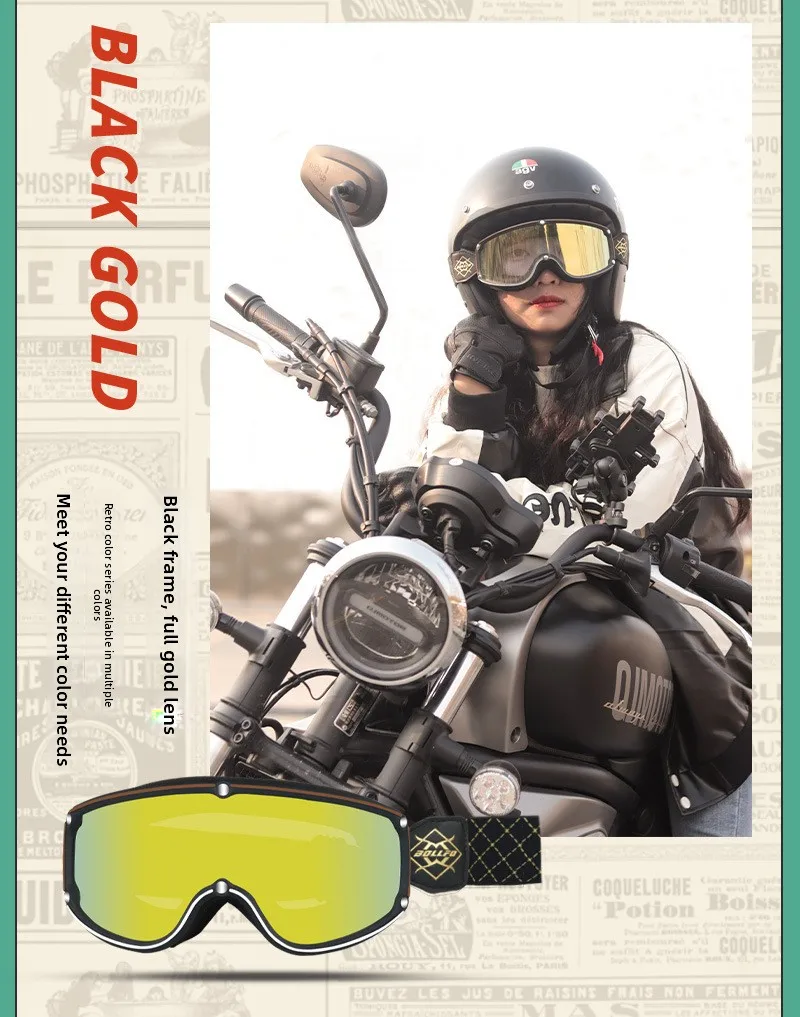 BOLLFO Retro Helmet Goggles for Motorcycle Outdoor Cycling and Skiing Glasses