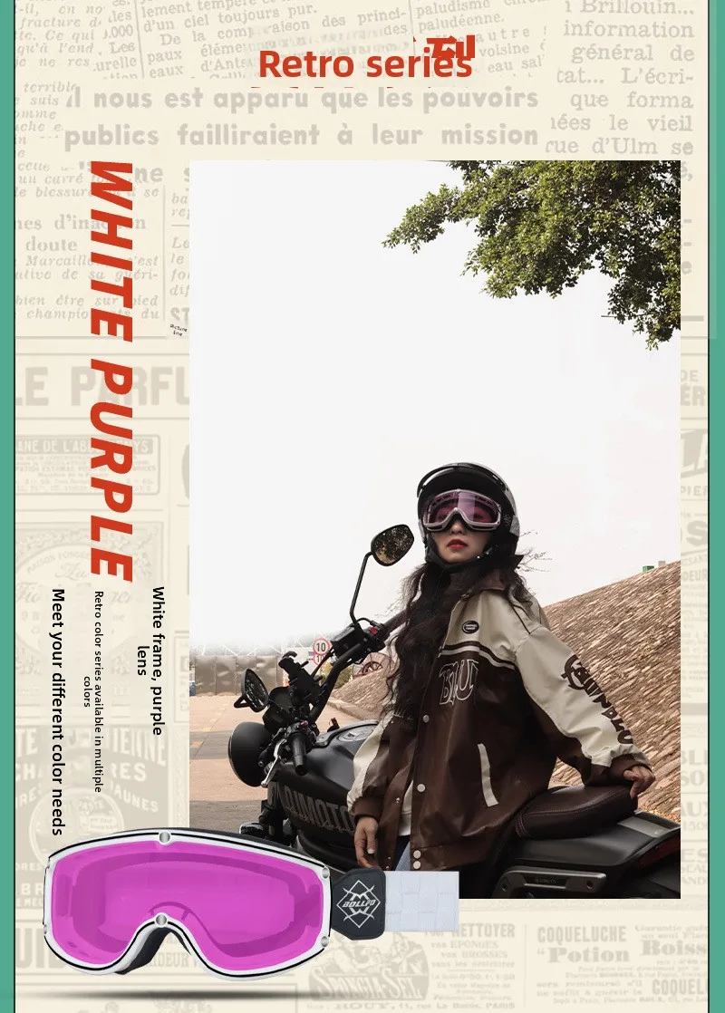 BOLLFO Retro Helmet Goggles for Motorcycle Outdoor Cycling and Skiing Glasses
