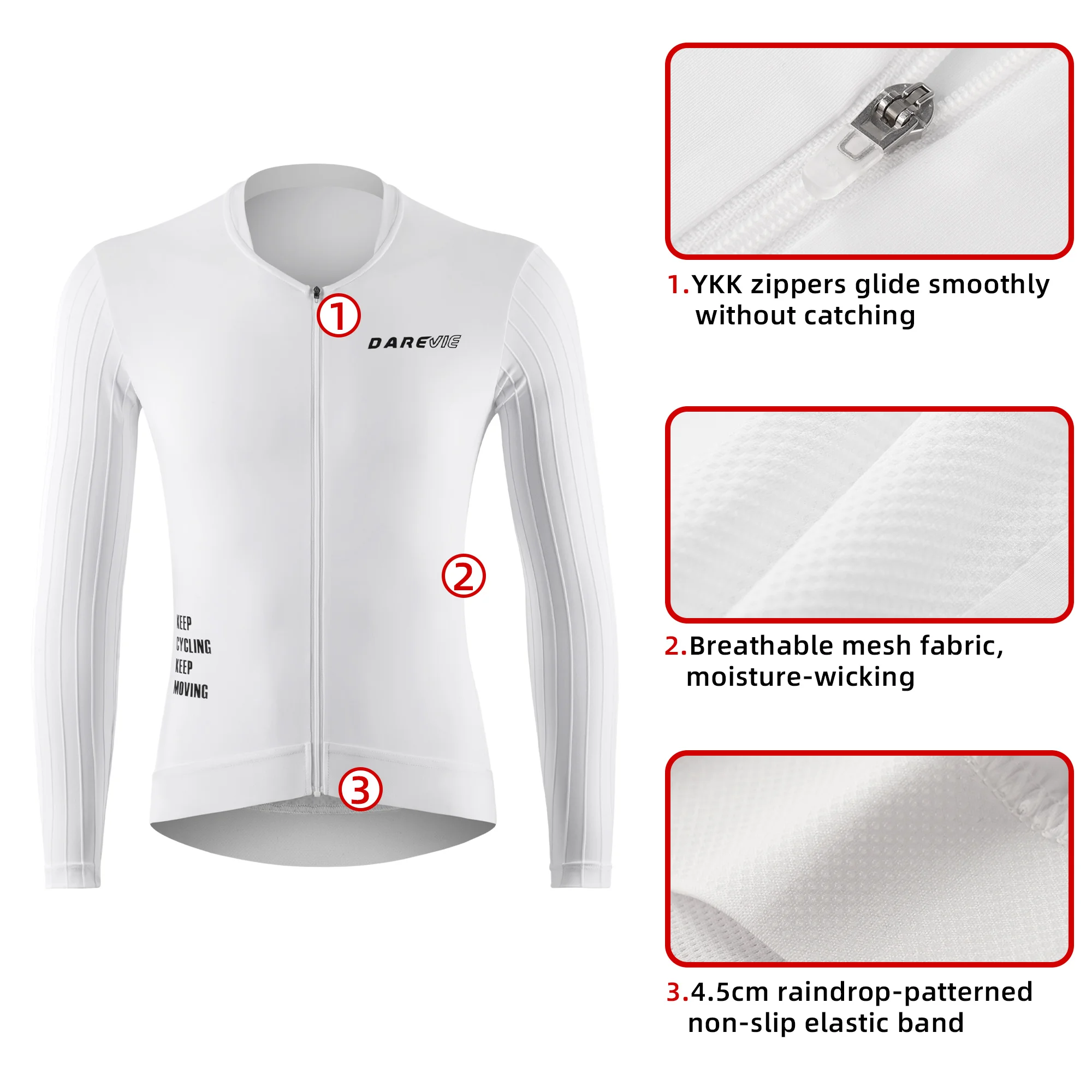 DAREVIE Man Cycling Maillot Aero High Speed Moisture Wicking PRO Level Men's Cycling Shirt UPF 40+ Anti Slip Cycling Jersey