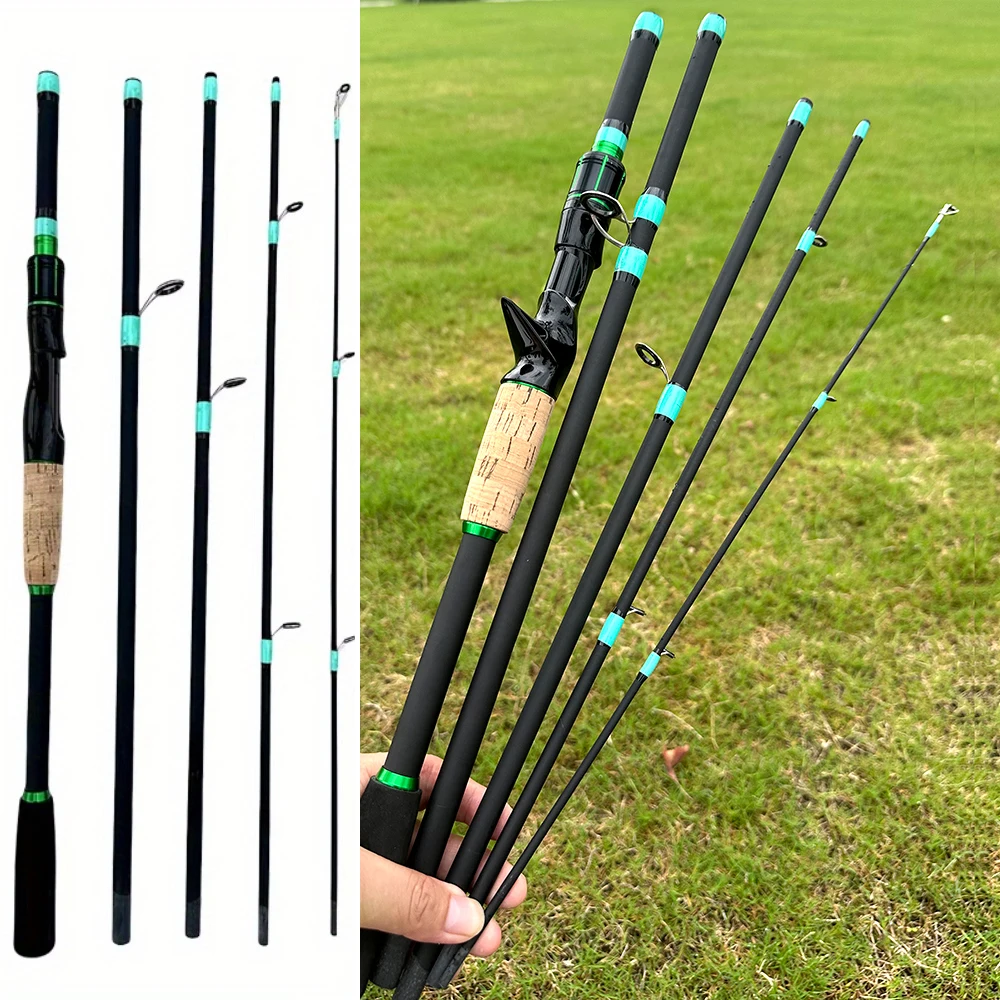 Casting Spinning Fishing Rod 2.1/1.8m UltraLight Trout Jigging Carbon Fiber Rod Pole 4/5 Section with EVA Handle 3-15g Lure WT.
