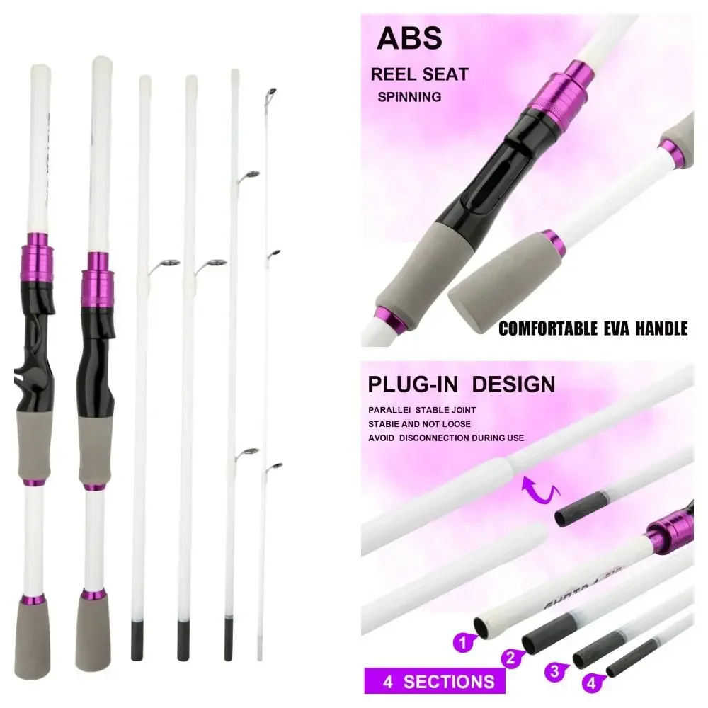 Casting Spinning Fishing Rod 2.1/1.8m UltraLight Trout Jigging Carbon Fiber Rod Pole 4/5 Section with EVA Handle 3-15g Lure WT.
