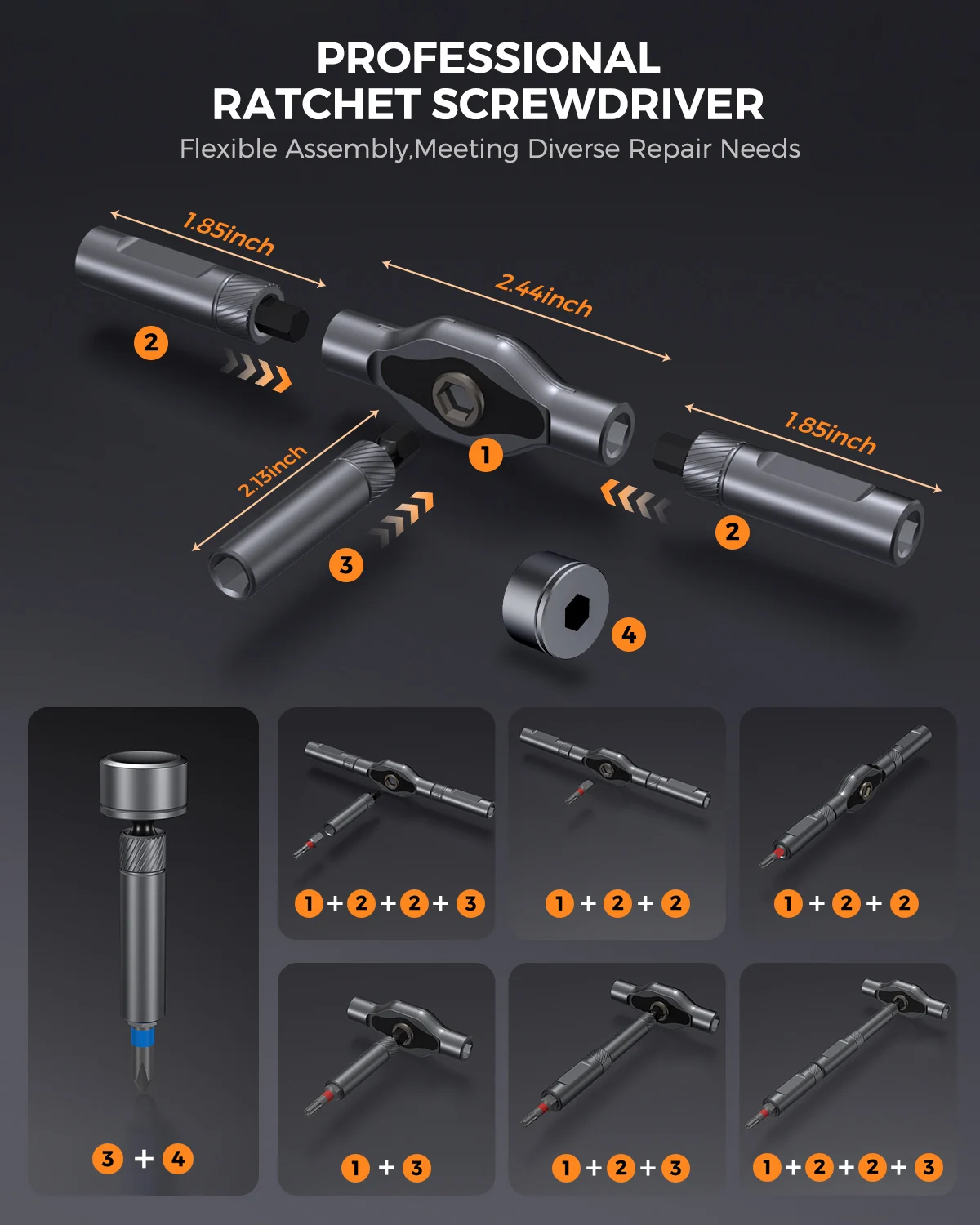 Precision 74in1 magnetic ratchet screwdriver set Detachable T-handle magneticizer Fix furniture, electronics & bicycle Tasks