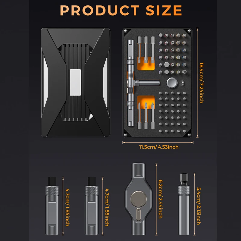 Precision 74in1 magnetic ratchet screwdriver set Detachable T-handle magneticizer Fix furniture, electronics & bicycle Tasks