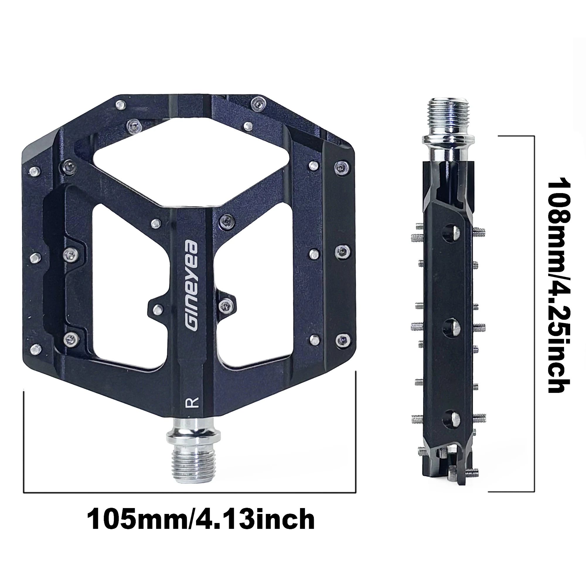 Gineyea Mountain Bike Pedals MTB Pedals Bicycle Flat Pedals Aluminum 9/16" Sealed Bearing Lightweight Platform for Road Bike