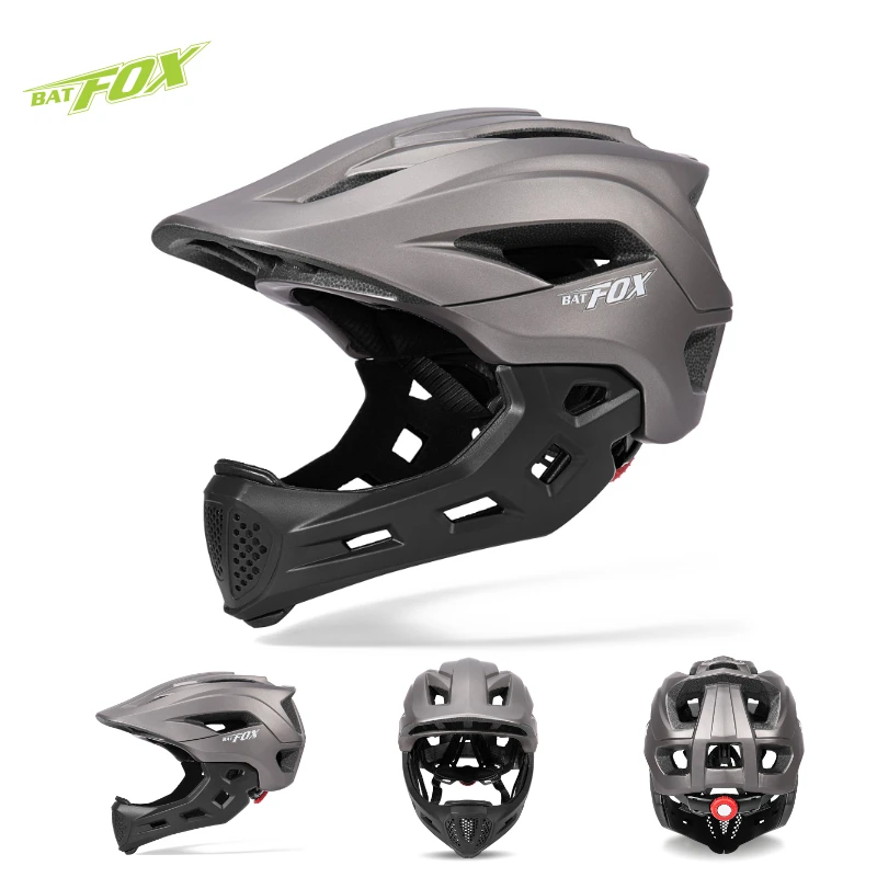 BATFOX Children Full Face Bike Helmet Removable Chin Balance Bike Skateboard Roller Skating Safety Cap Kids Bicycle Cycling Gear