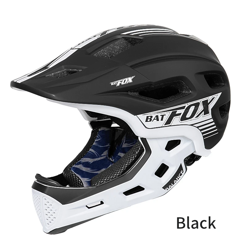 BATFOX Children Full Face Bike Helmet Removable Chin Balance Bike Skateboard Roller Skating Safety Cap Kids Bicycle Cycling Gear