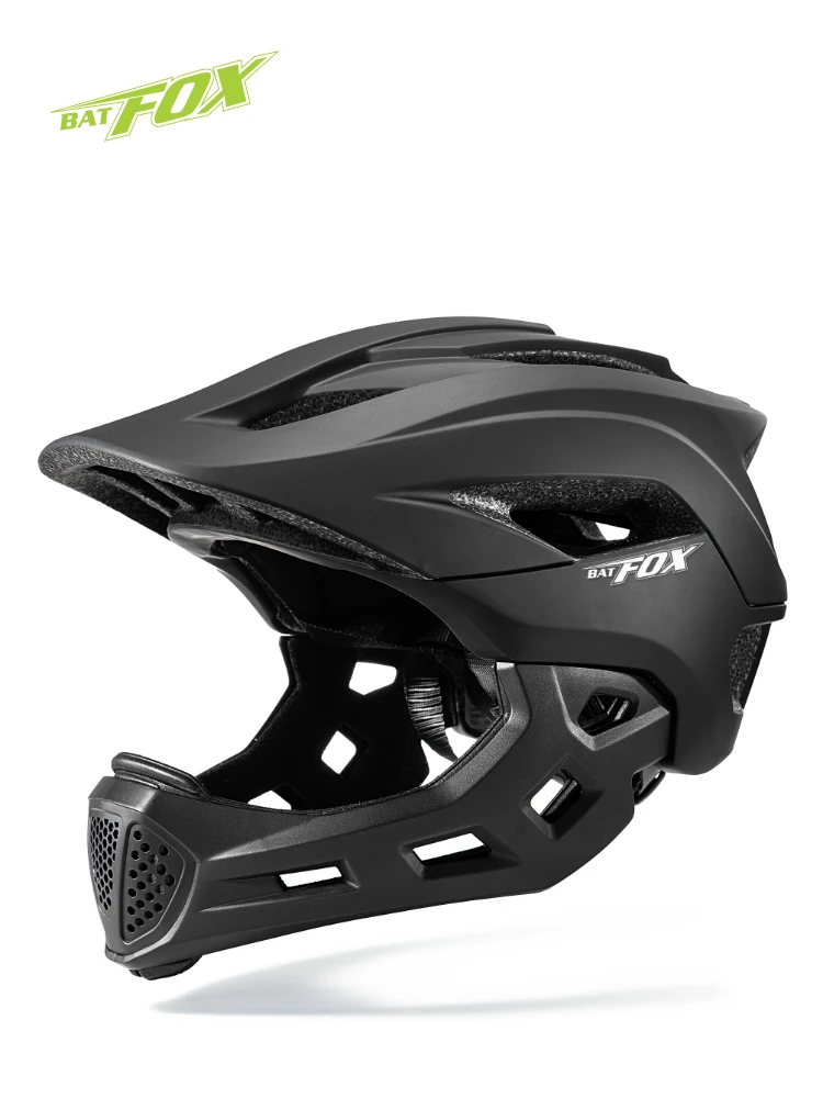 BATFOX Children Full Face Bike Helmet Removable Chin Balance Bike Skateboard Roller Skating Safety Cap Kids Bicycle Cycling Gear