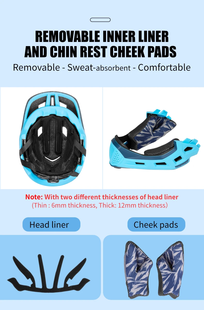 BATFOX Children Full Face Bike Helmet Removable Chin Balance Bike Skateboard Roller Skating Safety Cap Kids Bicycle Cycling Gear