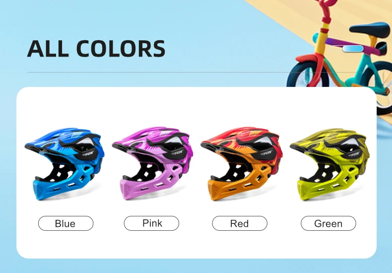 BATFOX Children Full Face Bike Helmet Removable Chin Balance Bike Skateboard Roller Skating Safety Cap Kids Bicycle Cycling Gear