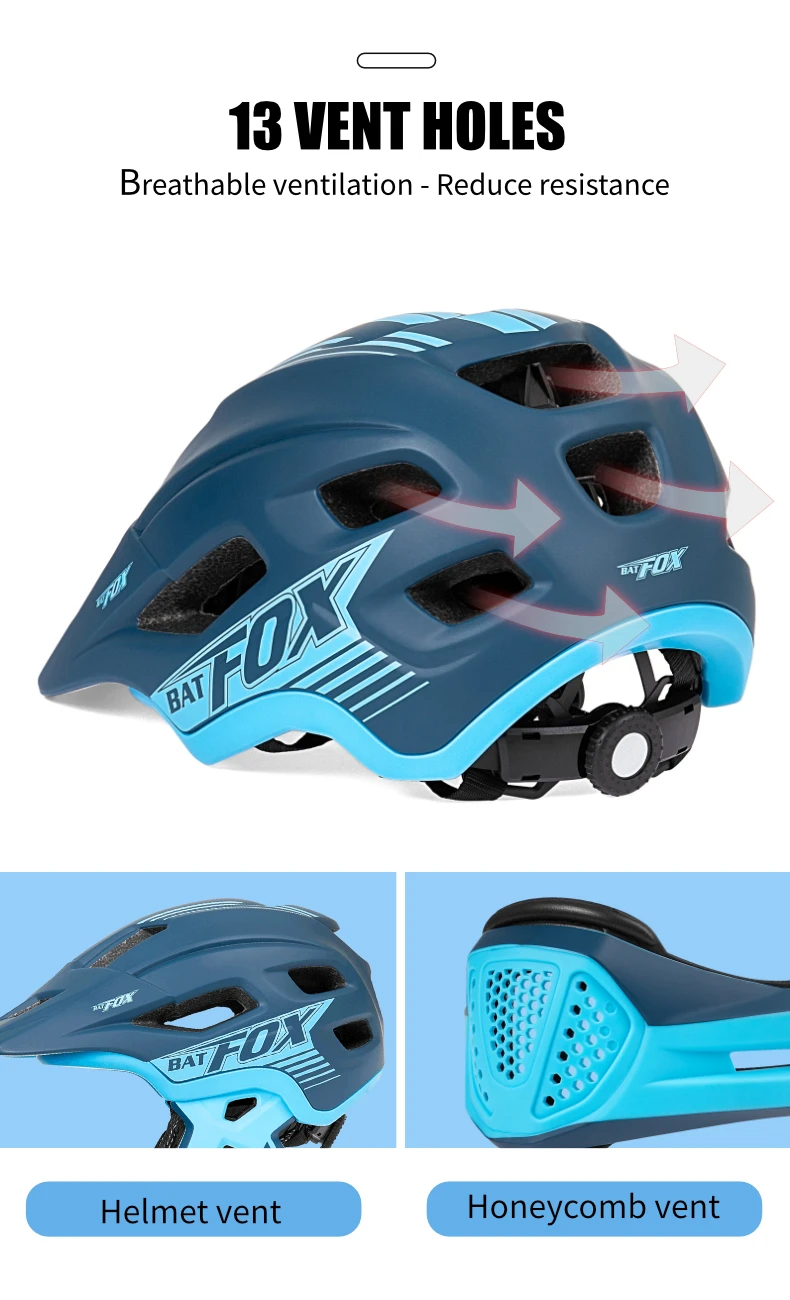 BATFOX Children Full Face Bike Helmet Removable Chin Balance Bike Skateboard Roller Skating Safety Cap Kids Bicycle Cycling Gear