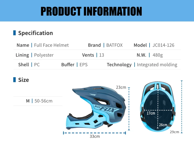 BATFOX Children Full Face Bike Helmet Removable Chin Balance Bike Skateboard Roller Skating Safety Cap Kids Bicycle Cycling Gear