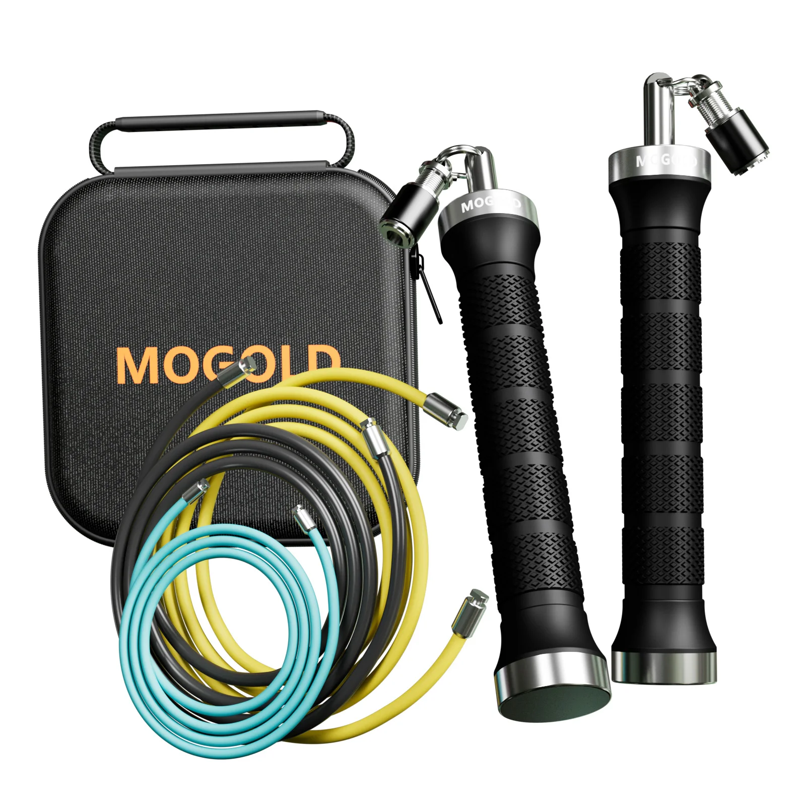 MOGOLD Training Jump Rope: Quick-Change Cord, Anti-Slip Mesh Grip, Durable Metal Handle – Built for Sustained Training