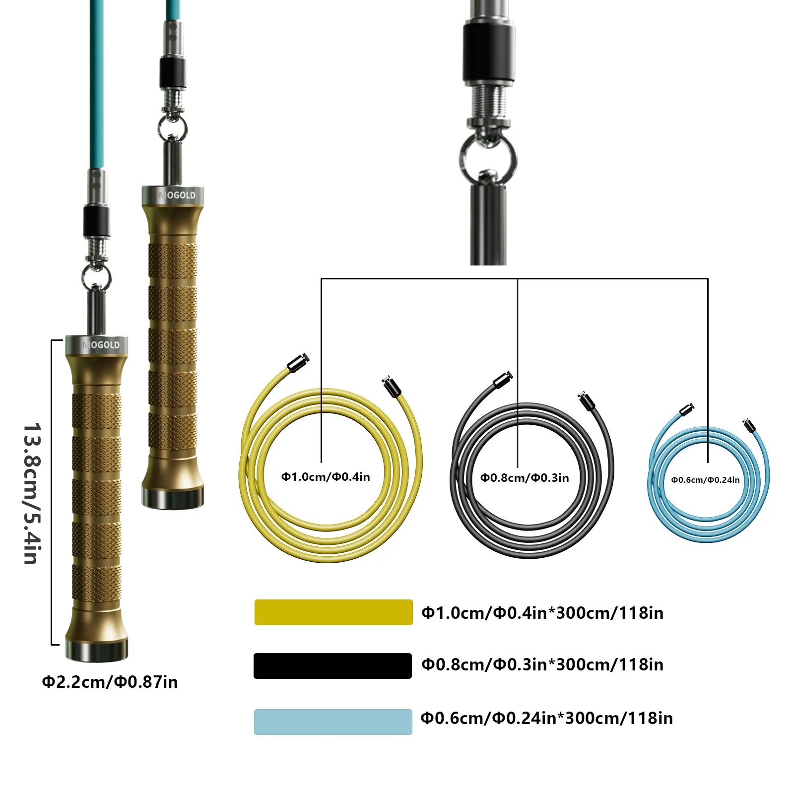 MOGOLD Training Jump Rope: Quick-Change Cord, Anti-Slip Mesh Grip, Durable Metal Handle – Built for Sustained Training