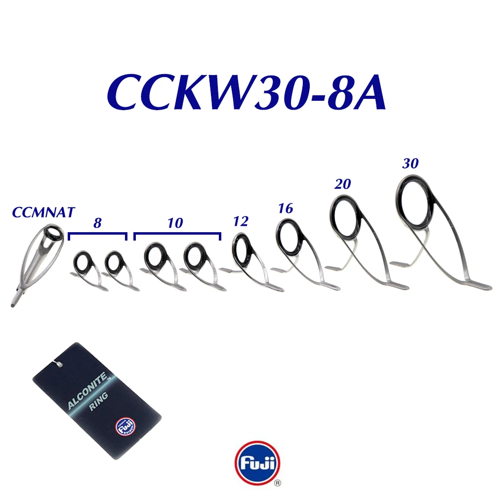 Original Fuji KW30-8A10A Silver or Dark Grey Color Alconite Guide Set for Surfcasting Rod and Heavy Surf Fishing Rods Components