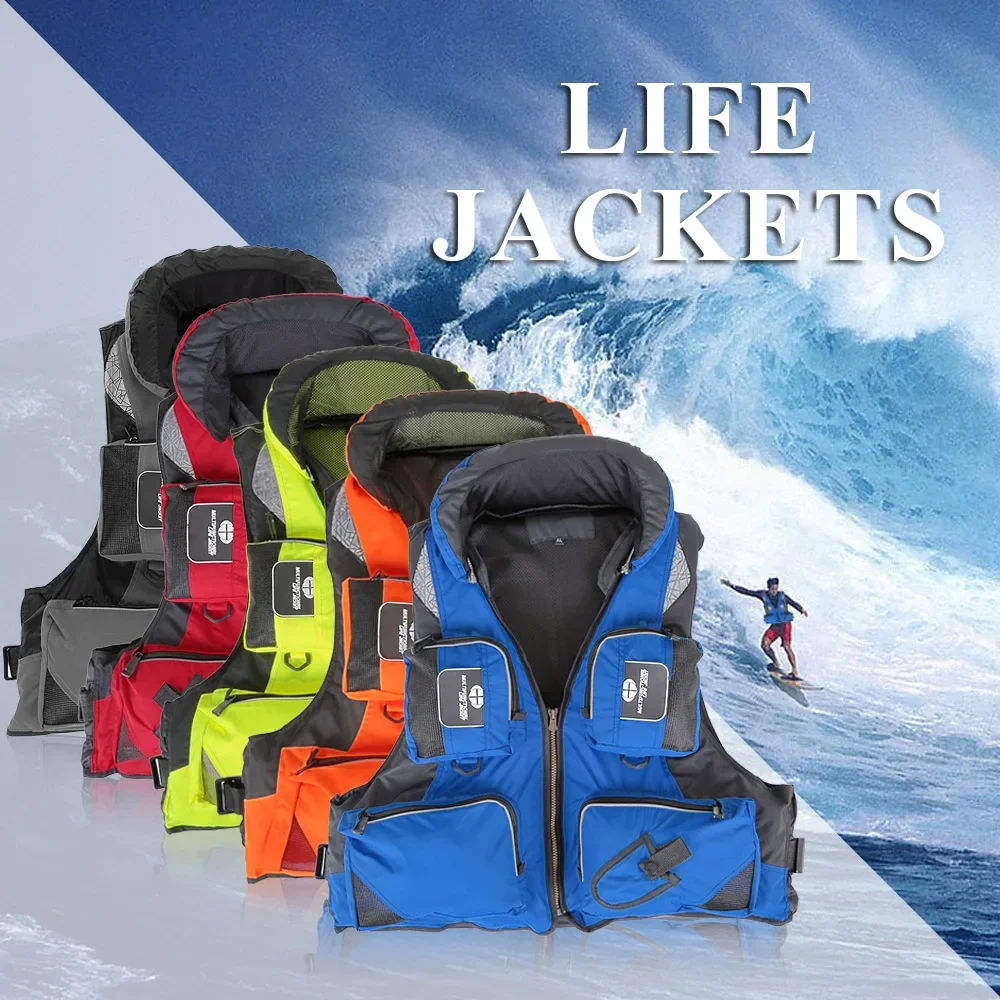 Professional Life Vest Fishing Adult Safety Life Multi-Pocket Jacket Survival Life Vest Swimming Boating Drifting