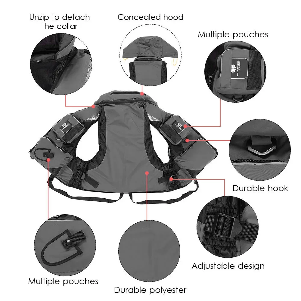 Professional Life Vest Fishing Adult Safety Life Multi-Pocket Jacket Survival Life Vest Swimming Boating Drifting