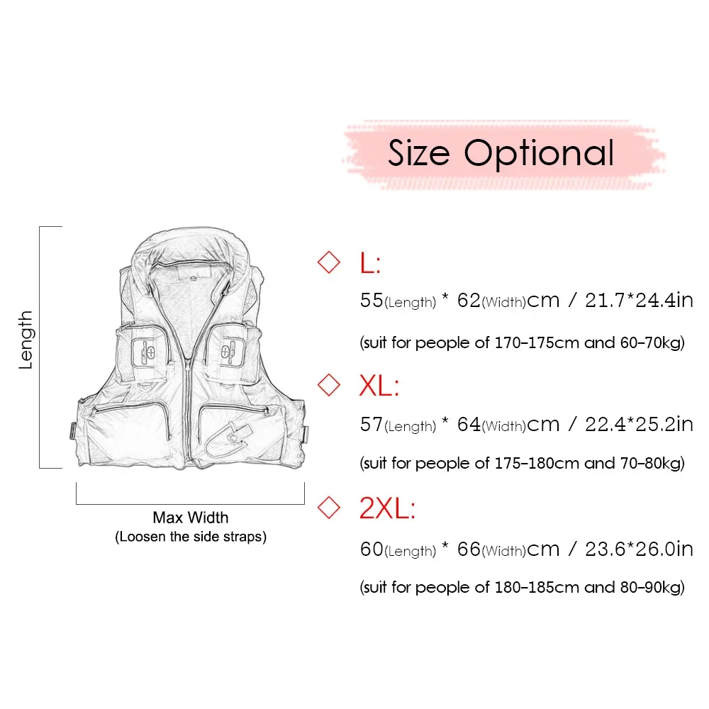 Professional Life Vest Fishing Adult Safety Life Multi-Pocket Jacket Survival Life Vest Swimming Boating Drifting