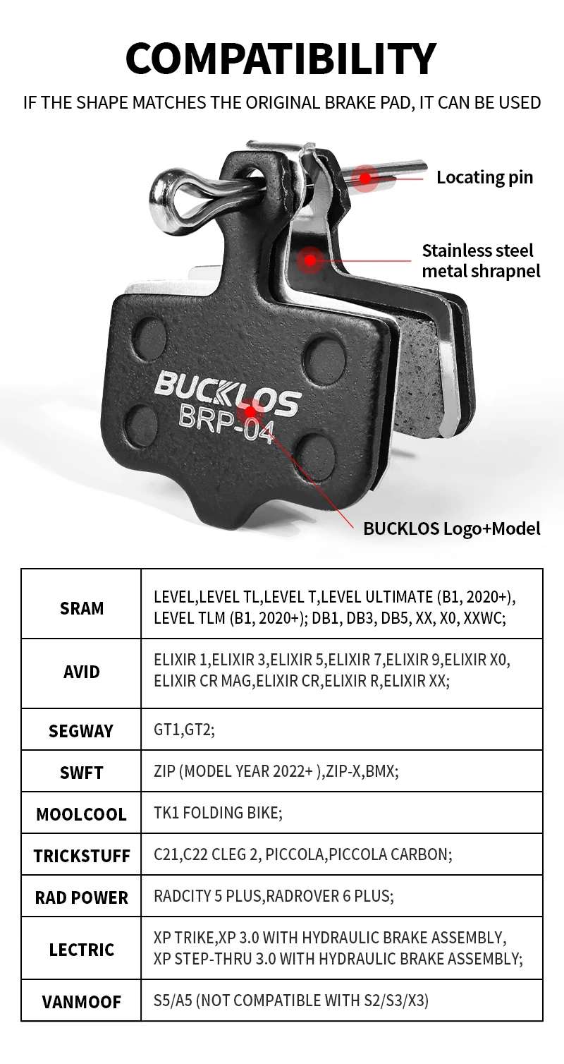 25 Pairs BUCKLOS Bicycle Disc Brake Pads for SRAM DB1 DB3 DB5 Resin Ceramic Bike Hydraulic Brake Pads for SRAM AVID ELIXIR Brake