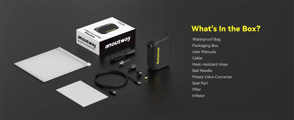 Anoutway Bicycle Pump Bike Tire Inflator Electric Mini Portable Digital Display Battery 120PSI Pressure Guage Air Compressor