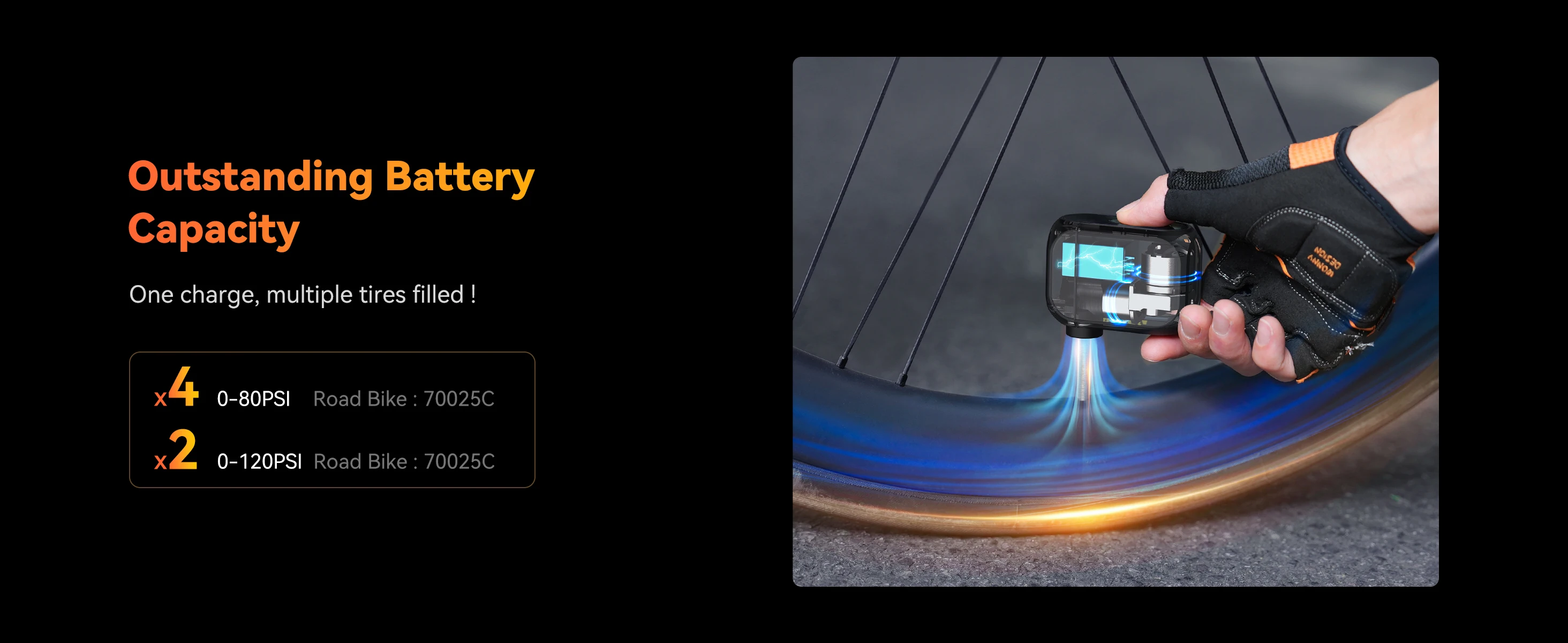Anoutway Bicycle Pump Bike Tire Inflator Electric Mini Portable Digital Display Battery 120PSI Pressure Guage Air Compressor