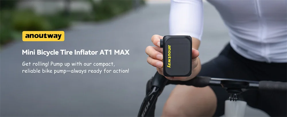 Anoutway Bicycle Pump Bike Tire Inflator Electric Mini Portable Digital Display Battery 120PSI Pressure Guage Air Compressor