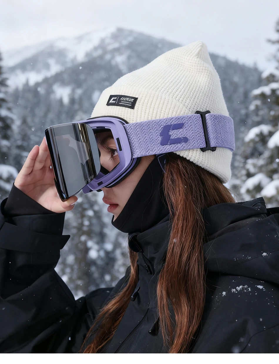 COPOZZ X-edge Series Men Women Double Layers Anti-Fog Ski Goggles Snowmobile Eyewear Snow Snowboard Glasses with Magnetic Lenses