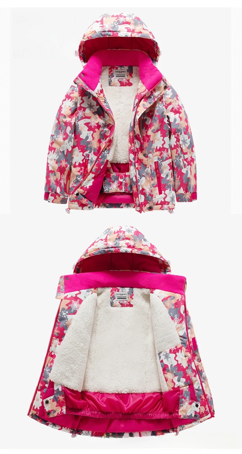 2026 New Children's Ski Suit Boys Girls Thickened Waterproof Warm Middle Older Kid's Baby Ski Clothes Full Set of Equipment