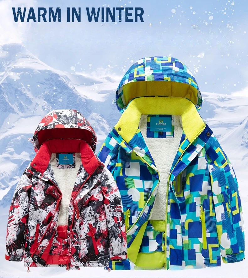 2026 New Children's Ski Suit Boys Girls Thickened Waterproof Warm Middle Older Kid's Baby Ski Clothes Full Set of Equipment