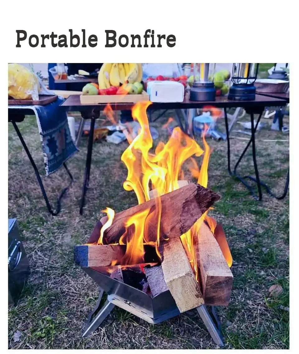 Camping Brazier Folding Bonfire Stove Portable Firewood Burner Campfire Furnace Outdoor Fire Wood Stove Winter Heater Equipment