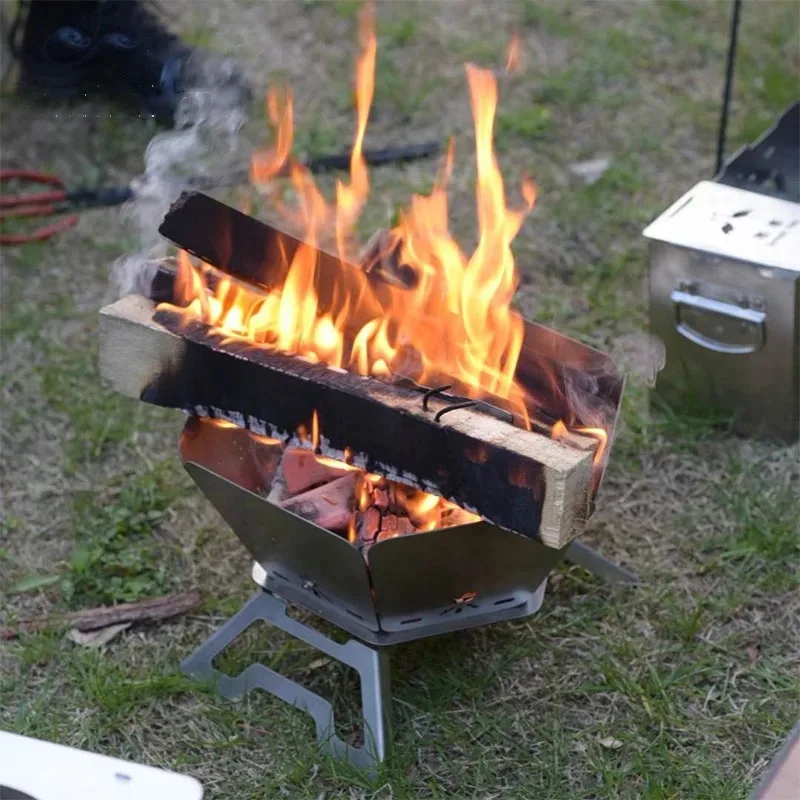 Camping Brazier Folding Bonfire Stove Portable Firewood Burner Campfire Furnace Outdoor Fire Wood Stove Winter Heater Equipment