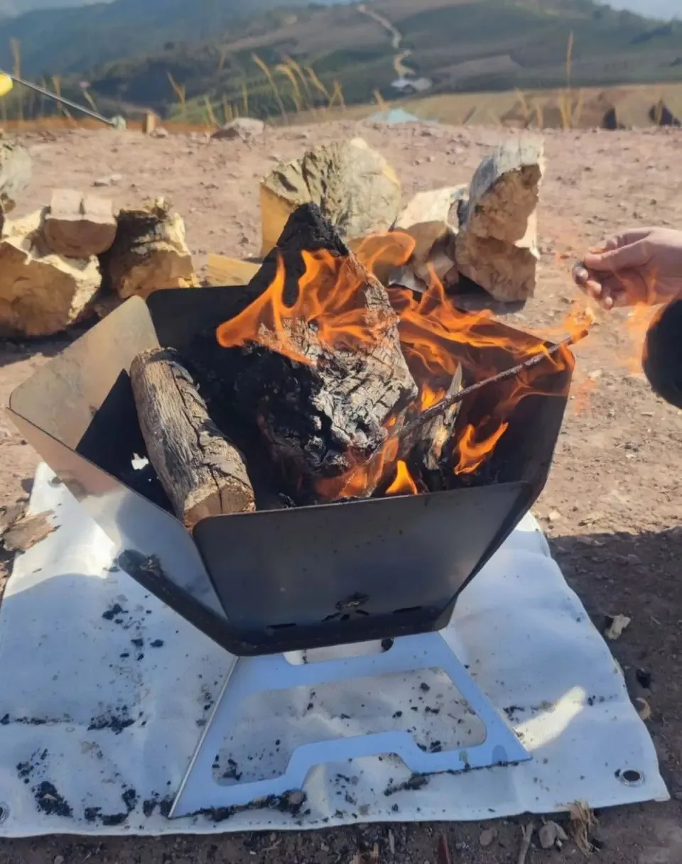 Camping Brazier Folding Bonfire Stove Portable Firewood Burner Campfire Furnace Outdoor Fire Wood Stove Winter Heater Equipment