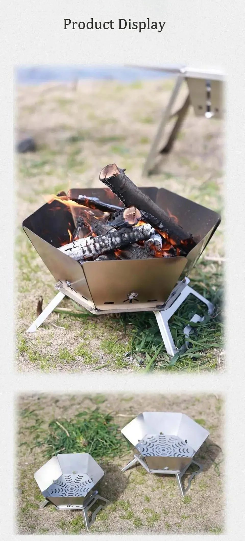 Camping Brazier Folding Bonfire Stove Portable Firewood Burner Campfire Furnace Outdoor Fire Wood Stove Winter Heater Equipment